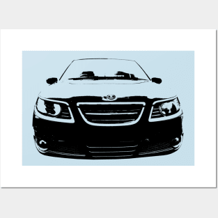 Saab 9-5 1st generation facelift classic car monoblock black Posters and Art